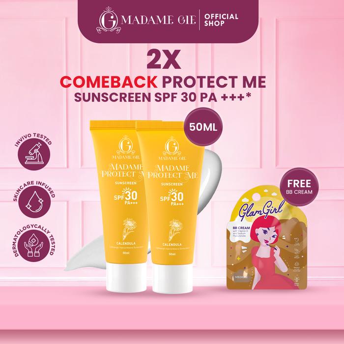 Gambar 【BUY 1 GET 1】【COMING BACK】[FREE BB CREAM] Madame Gie Protect Me Sunscreen SPF 30 PA +++ 50ml With Calendula - Skincare Sunblock - 2 Pcs - SPF30 PA+++ 50ml dari Toko Bucin_NEW undefined Tokopedia