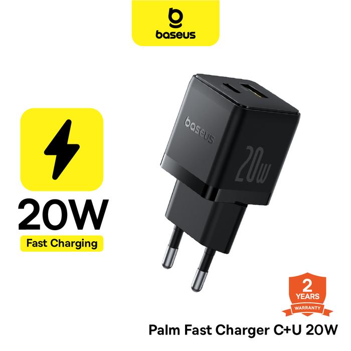 Gambar BASEUS Kepala Charger Mini Palm Fast Charging C+U 20W EU Quick Charge Dual Port Type C & USB A - CLUSTER BLACK C+U 20w dari Baseus Indonesia Store undefined Tokopedia