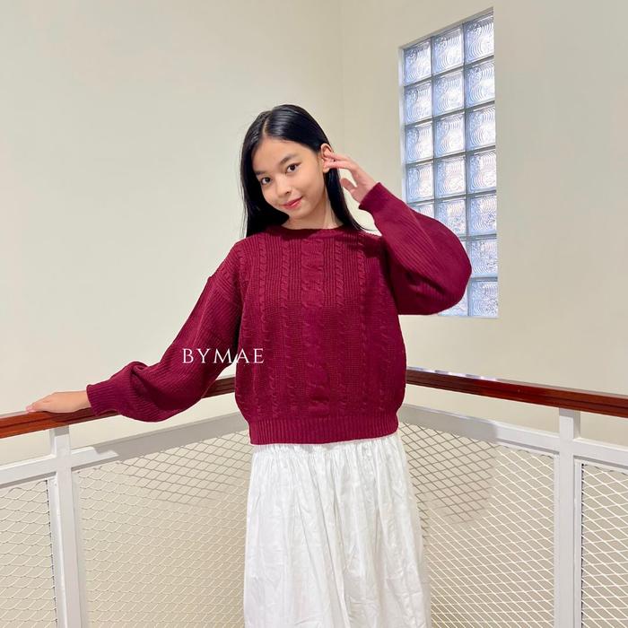 Gambar MINJI SWEATER CABLE KNIT PREMIUM Knitwear Wanita Atasan - maroon dari bymaeshop undefined Tokopedia
