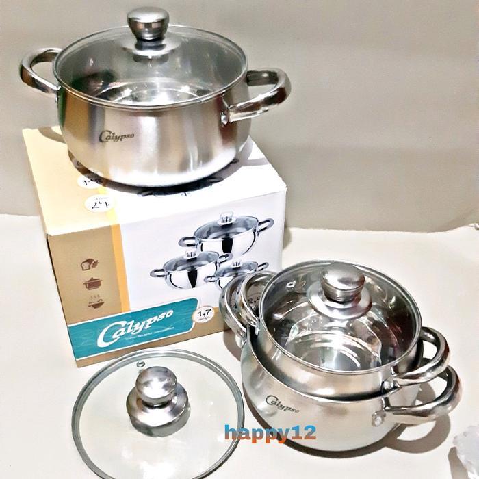 Gambar PANCI SET CAPLYSO ISI 3 PCS/PANCI SOUP/SOUP POT CALYPSO STAINLESS STEEL - Extra Buble dari shaidar nafian shops undefined Tokopedia
