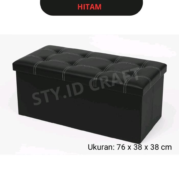 Gambar (LOKAL) Sofa box storage box kursi box penyimpanan dapat dilipat kursi organizer box Sofa Kotak Penyimpanan Serbaguna Kulit Pakaian Mainan Kayu - HITAM dari STY.ID CRAFT undefined Tokopedia