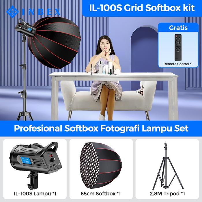 Gambar 【COD】【Warranty 1-YEAR 】INBEX Softbox Lighting With Grid Photography Livestreaming Lampu Packet with IL-100A Video Light +2.8M Tripod - Grid softbox set-IL100S dari INBEX Official Shop undefined Tokopedia