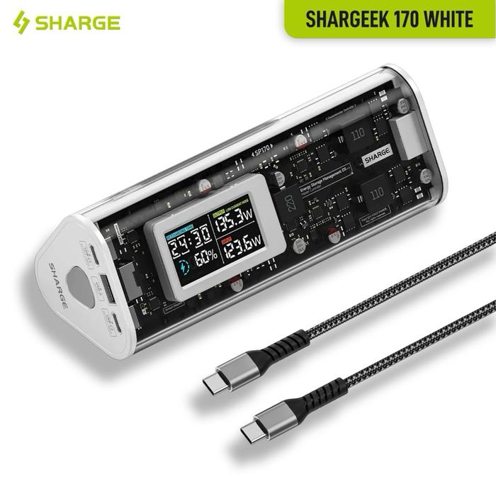 Gambar Shargeek 170 PD USB-C 24000mAh Power Bank Handphone HP Notebook Laptop - Putih dari Sharge Indonesia undefined Tokopedia