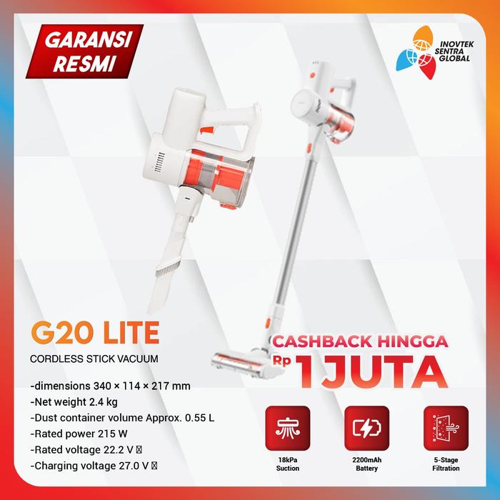 Gambar Xiaomi Mi Cordeless Vacuum Cleaner G20 Lite 18000Pa - Penyedot Debu - WHITE dari Inovtek Sentra Global undefined Tokopedia
