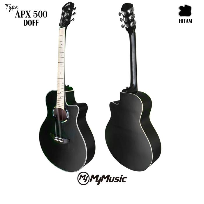 Gambar Gitar akustik elektrik APX 500 custom free packing kayu bonus komplit - HITAM MAPLE DOFF, PAKET A, AKUSTIK dari Mym Music Store undefined Tokopedia