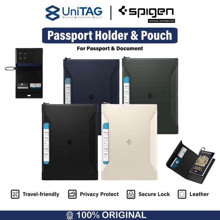 Gambar Passport Holder Dompet Paspor Spigen Card Slot Wallet Leather Pouch Passport Fabric RFID Card Holder - Wallet, Black dari UniTAG Store undefined Tokopedia