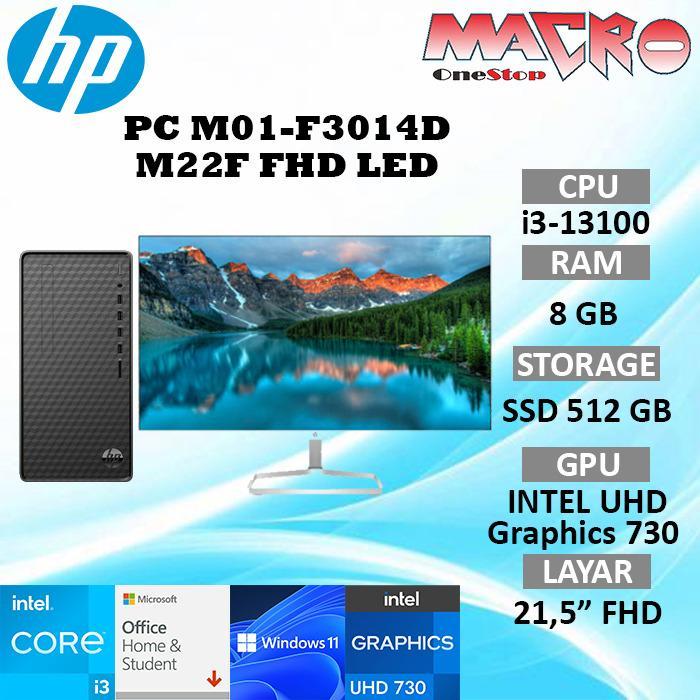 Gambar HP PC Desktop M01-F3014D i3-13100 8GB SSD 512GB VGA Intel HD WIN11+OHS - PC Only dari Macro OneStop Official undefined Tokopedia