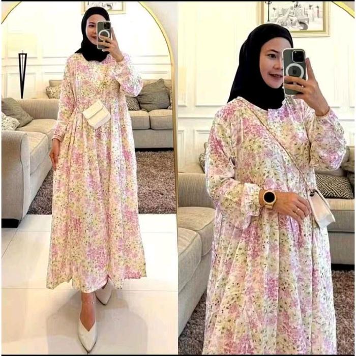 Gambar midi dress motif bunga kekinian/ dress rayon motif bunga Terbaru Busui friendly Baju Wanita Dewasa Remaja Casual Panjang Nyaman Tebal Standar Menyusui - aina ungu, ld 110 cm dari DEA 22 fashion undefined Tokopedia