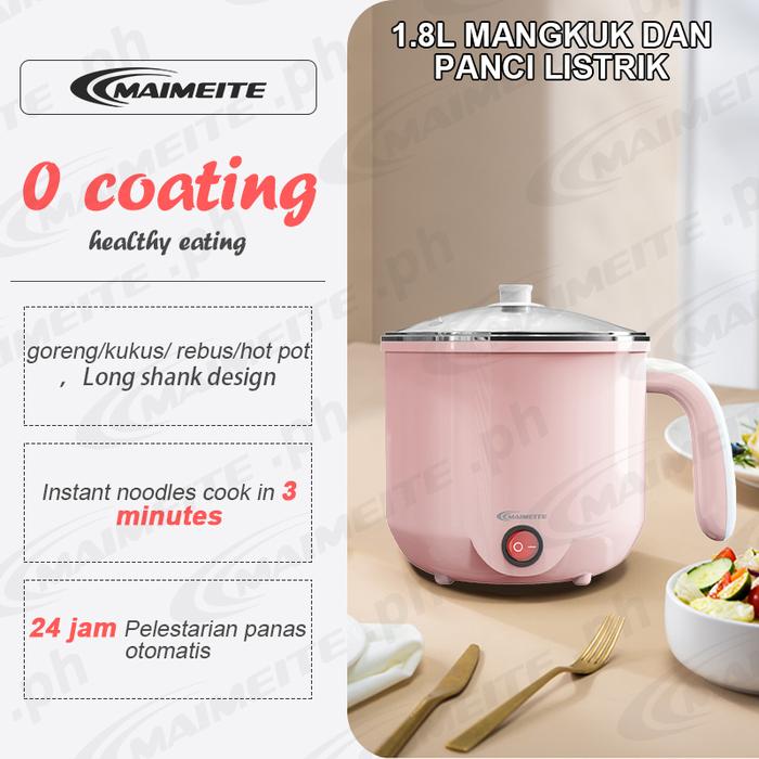 Gambar MAIMEITE Cooker Elektrik Multifungsi dengan Kukusan Gratis Pot Mie Instan New style Serbaguna 1.8L - Merah muda dari MAIMEITE.ID undefined Tokopedia