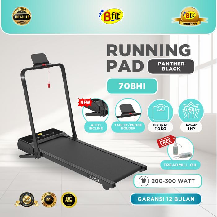 Gambar Running Pad BFIT 708HI Auto Incline Walking Pad Treadmill Elektrik Listrik Lipat Portable Low Watt Fitness Gym - 708HI BLACK dari Bfit Indonesia undefined Tokopedia