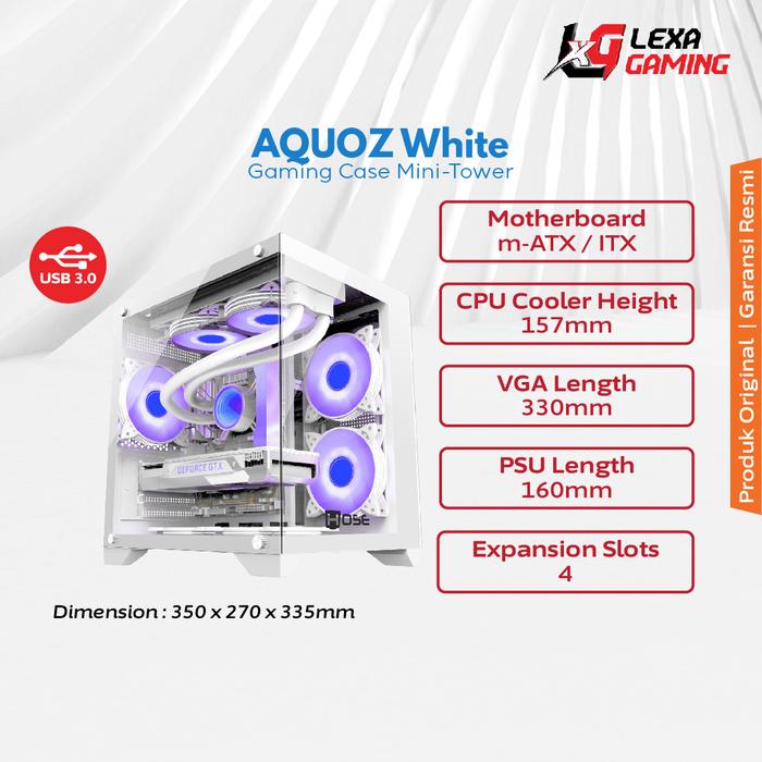 Gambar CASING HOSE LEXA GAMING AQUOZ  - CASING GAMING AQUOZ INCLUDE 5 FAN ARGB- CASING PC GAMING - CASE PC GAMING - WHITE  dari GLORIMITRASUKSES undefined Tokopedia