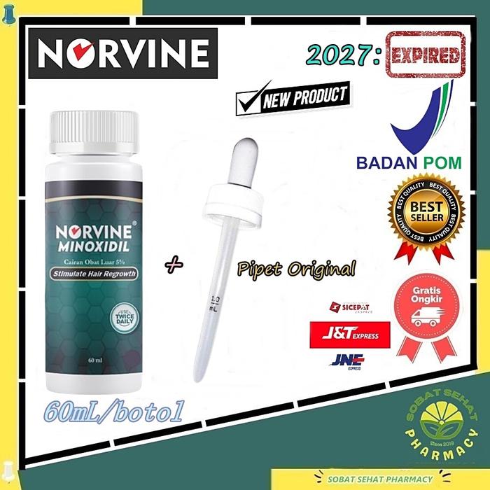 Gambar NORVINE Minoxidil 5% isi 60ml Penumbuh Rambut Brewok dan Jenggot, BPOM Asli Perawatan Rontok & Ketombe - MINOX + PIPET ORI dari Sobat Sehat Pharmacy undefined Tokopedia
