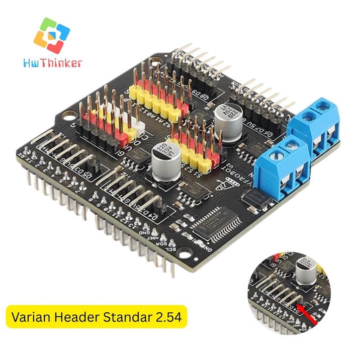 Gambar YFRobot Shield Motor & Servo PCA9685 untuk Arduino Uno & Mega (Kontrol 4 Motor DC Encoder & 5 Servo) - Standard 2.54 dari HwThinker undefined Tokopedia