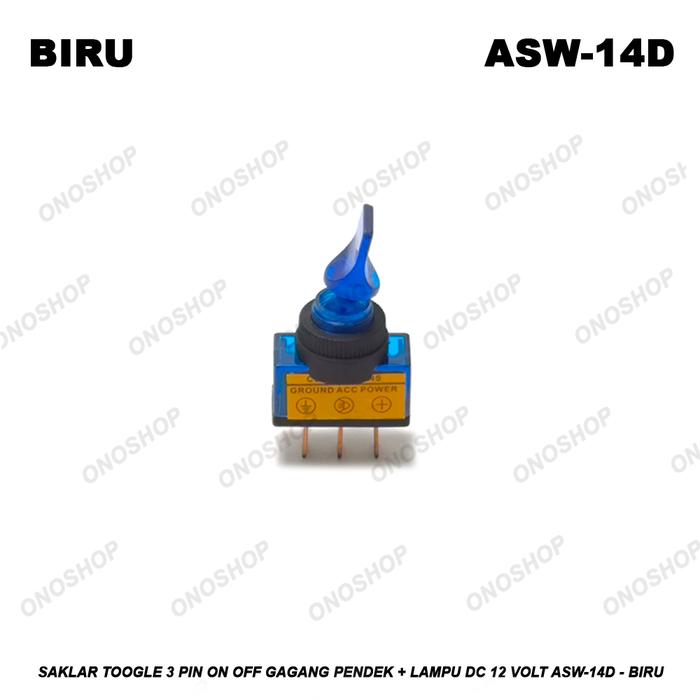 Gambar Saklar Toogle 3 Pin On Off Gagang Pendek + Lampu DC 12 Volt ASW-14D - Biru dari Ono Shop undefined Tokopedia