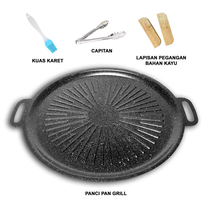 Gambar Pan Grill Anti Lengket --Food Grade/Alat Panggang Ala Korea Style Diameter 34CM Mini Barbecue Plate / Grill Pan Set Korean Barbeque / Panggangan Barbekyu Kecil Kitchenware - Pan Grill Anti Lengket dari LELY-Shop_NEW undefined Tokopedia