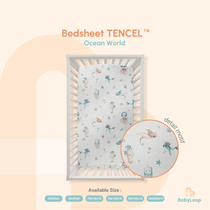 Gambar Sprei Tencel - Tencel™ Silk Cute Pattern Bedsheet - Baby Loop - Ocean World, 65x95x5 dari ANGGRAENI-STORE undefined Tokopedia