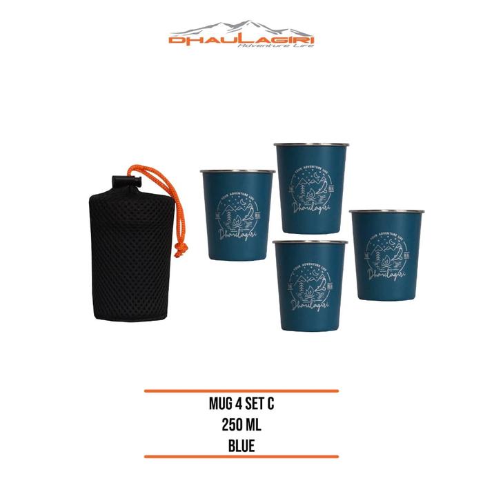 Gambar BISA COD Mug 4 Set Dhaulagiri Stainless Steel Size 180 ml Dan 250 ml - Gelas 4 Set - Mug set - Gelas Outdoor - C 250 ML BLUE dari BOGABOO INDONESIA undefined Tokopedia