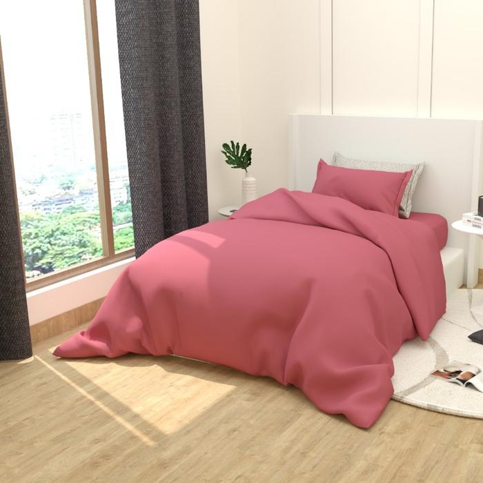 Gambar MIX SET POLOS 140x200 - KAWAII Selimut Polos & Sprei Polos Set 140x200 - VIBRANT RED, Tinggi 20 cm dari Adela Sprei & Bedcover undefined Tokopedia