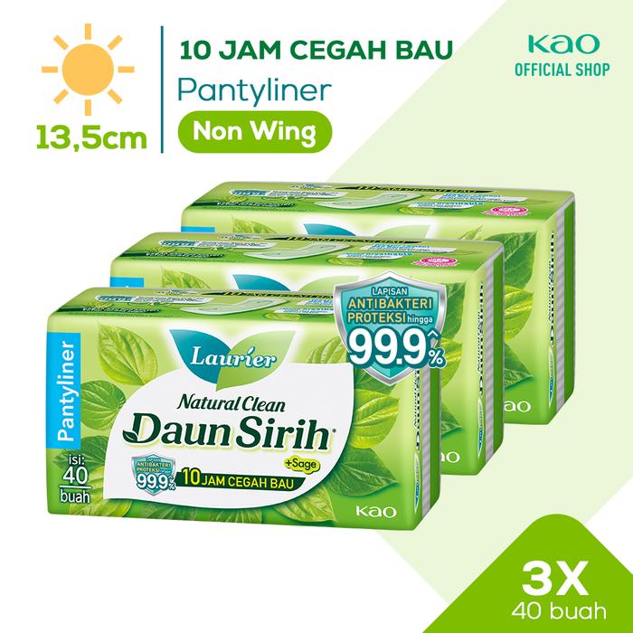 Gambar Laurier Natural Clean Pantyliner Daun Sirih Non Wing + Sage Isi 40 Buah Triplepack Perawatan Kewanitaan Pantyliner Pembalut Pads  13.5 cm / isi 40 buah Anti bau dan bakteri dari KAO Indonesia undefined Tokopedia