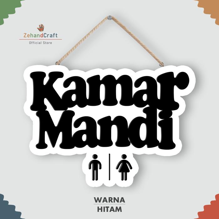 Gambar Zehandcraft - Hiasan Dinding Pintu Kamar Mandi 30x20 Cm Ukiran Kayu Sticker - Hitam dari Zehandcraft undefined Tokopedia