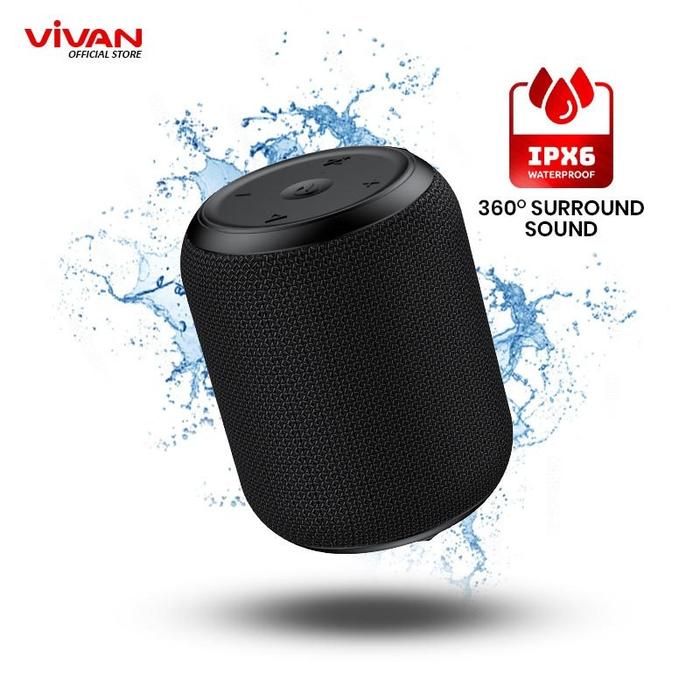 Gambar Speaker VIVAN VS12 Bluetooth Wireless Bass Stereo Waterproof IPX6 TF AUX Portable - Hitam dari Digital 3 undefined Tokopedia