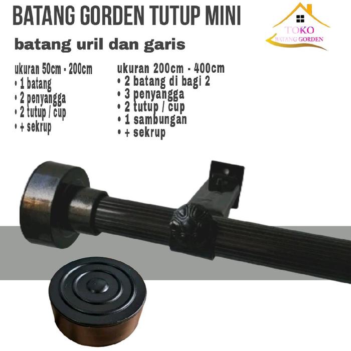 Gambar batang gorden tutup mini ( minimalis kecil premium) - hitam garis tutup mini, 30cm tutup mini dari TOKO BATANG GORDEN undefined Tokopedia