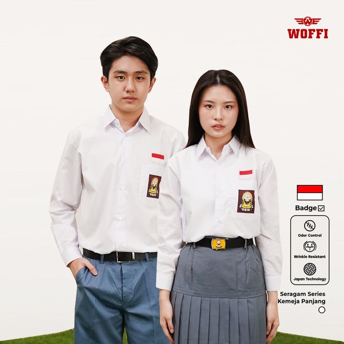 Gambar Woffi Seragam SMA Kemeja Panjang Badge Special Edition Putih dari Woffi Kids undefined Tokopedia
