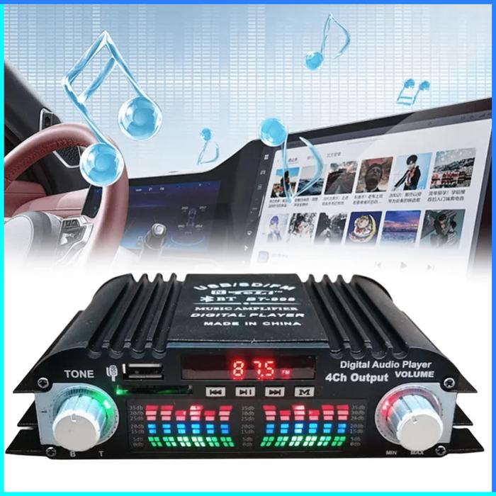 Gambar COD VODOOL Audio Amplifier HiFi Bluetooth 5.0 Stereo 4 Channel 1600W - BT-998 / amplifier ampli mobil bluetooth super bass 12v blutut 12 volt mini truk rakitan avanza carry full bass pick up grand max kijang khusus komplit karaoke rumahan dari Pt tembakau sintetis undefined Tokopedia