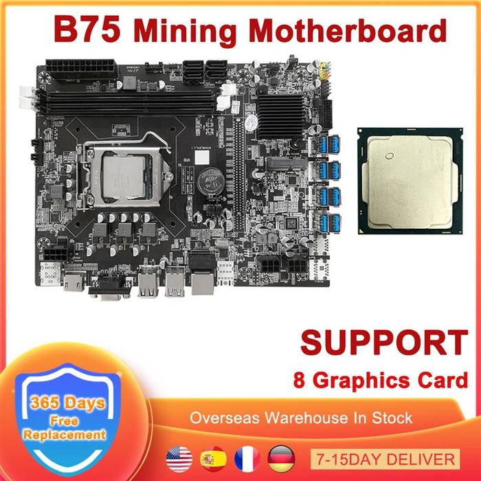 Jual New BTC B75 Mining Motherboard LGA 1155 DDR3 MSATA To