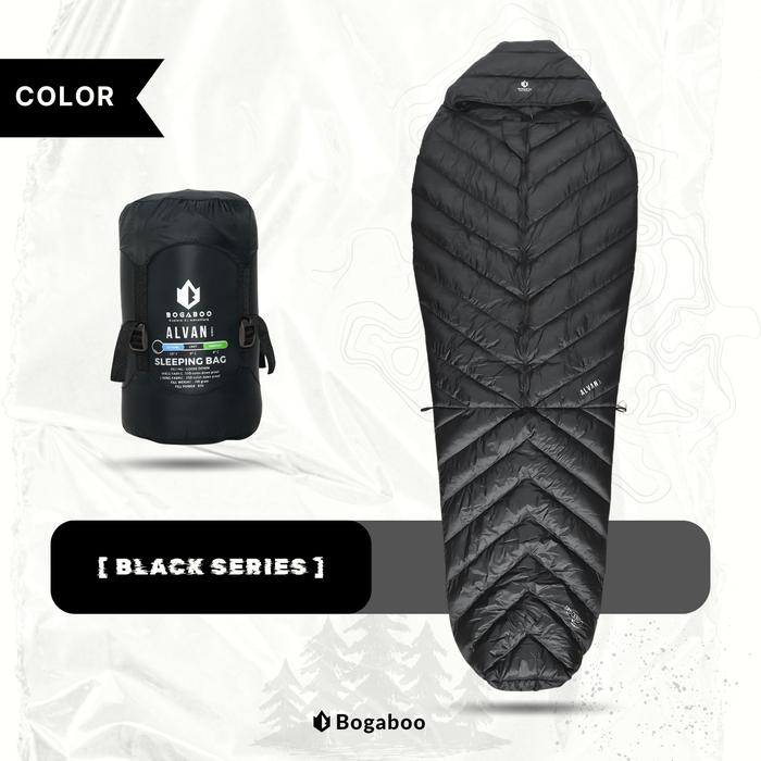 Gambar Sleeping bag goose down BOGABOO ASLI BULU ANGSA 100 % insulated waterproof 3 layer fill power 850 - slepingbag musim dingin  - SLEEPINGBAG water resistent winter - SLEPING BAG ultralight - FULL BLACK dari BOGABOO INDONESIA undefined Tokopedia