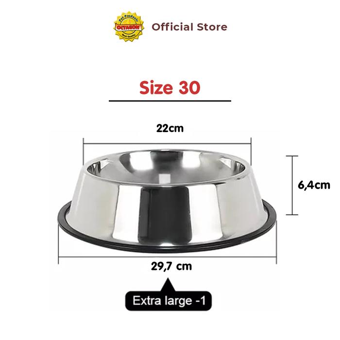 Gambar Mangkok Stainless Food Grade Alas Karet Anti Geser | Tempat Makan Anjing & Kucing - XL (Size 30) dari Octagon Pet Indonesia undefined Tokopedia