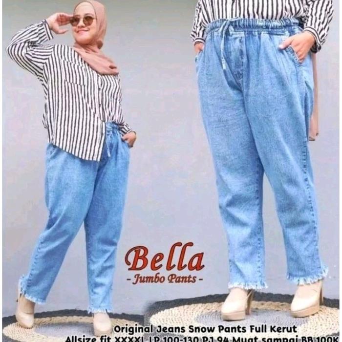 Gambar Celana Jeans Wanita Jumbo Big Size Denim Levis Kekinian Nyaman - Cewek, Bahan Mulur - biru jeans, baggy heans jumbo dari aznafcollection undefined Tokopedia