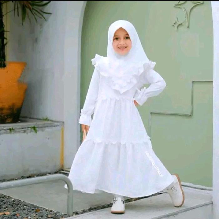 Gambar GAMIS ANAK PEREMPUAN Putih Manasik free kerudung  Baju Katun Cantik Nyaman Syari Haji Imut Girls' Islamic Clothing Jilbab Muslim Gamis Anak santri - Putih Polos, 2-3 dari clara shop29 undefined Tokopedia