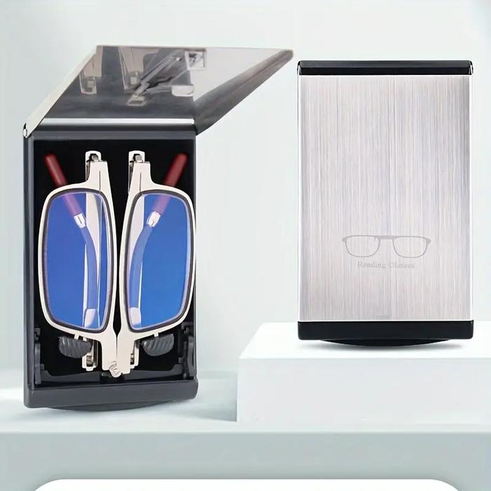 Gambar Ultra Thin Rosewood Folding Reading Glasses Portable Ultra-light Finished Eyeglasses Compact With Glasses Case 1.0-4.0 - Silver, +400 dari Shibano undefined Tokopedia
