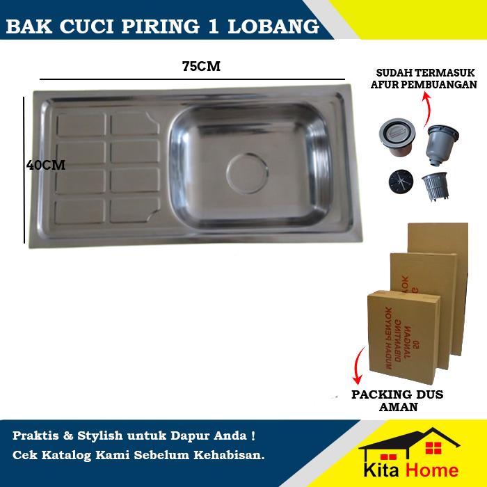 Gambar WASTAFEL / BAK CUCI PIRING 1 LOBANG UKURAN 75CM STAINLESS KOMPLIT / BAK CUCI PIRING ANTI KARAT / SINK CUCI PIRING - OT-76 dari Kita Home Decor undefined Tokopedia