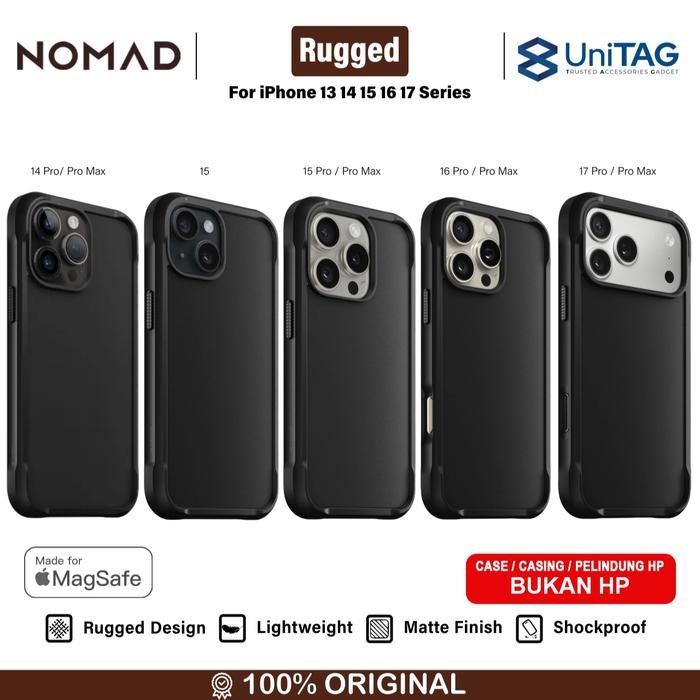 Gambar Case for iPhone 13 14 15 16 17 Pro Max Mini Nomad Rugged Leather MagSafe Hybrid Casing - Black, 16 Pro dari Nomad Indonesia_NEW undefined Tokopedia