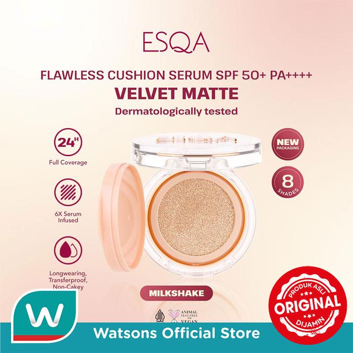 Gambar Esqa Flawless Cushion Serum SPF 50+ PA++++ Velvet Matte Milkshake 15g dari Watsons Indonesia Official Store undefined Tokopedia