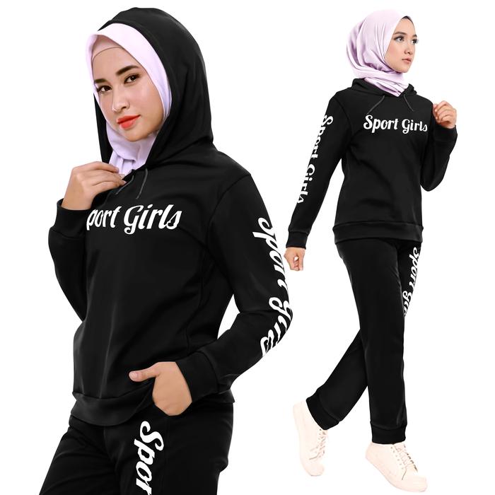 Gambar Setelan Olahraga Hoodie Wanita Setelan Senam Trening Joging Training Suit Sportswear Suit Wanita Set - HITAM, L dari ZM3Clothing undefined Tokopedia