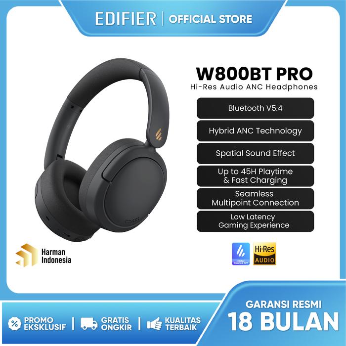 Gambar EDIFIER W800BT PRO Hi-Res Audio ANC Headphone - Hitam dari Edifier Indonesia undefined Tokopedia
