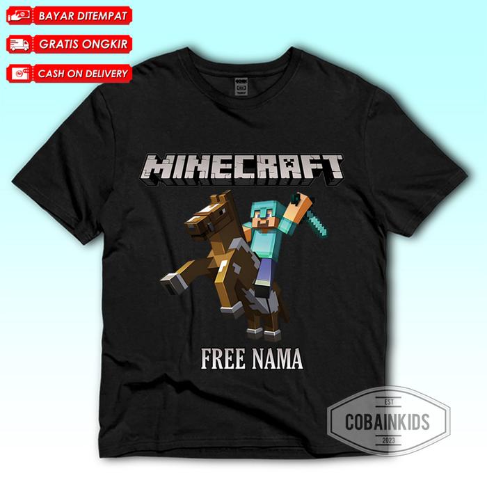 Gambar (BISA COD) KAOS TSHIRT BAJU ANAK PAKAIAN ANAK MINECRAFT POCKET EDITION STEVE UNISEX FASHION ANAK FREE NAMA - Hitam, M 3-4 Tahun dari Cobiankids undefined Tokopedia