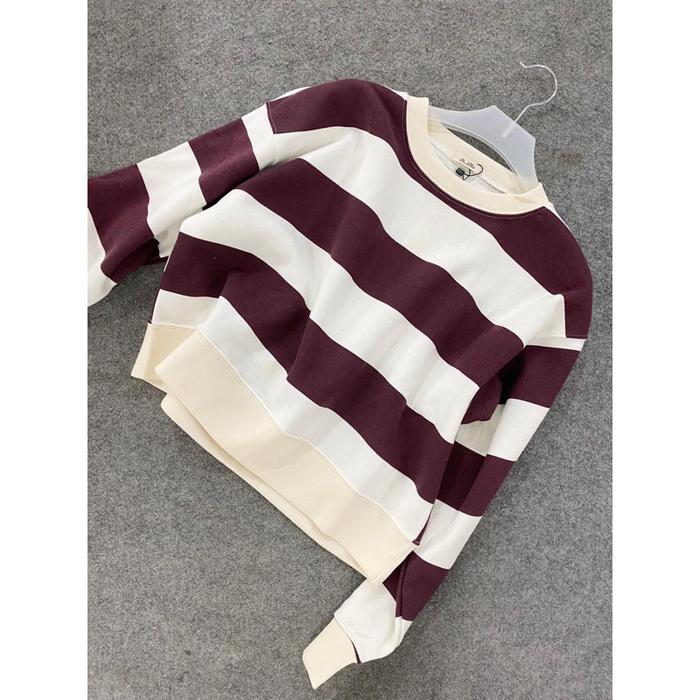 Gambar SWEATER CROP BASIC || SK cllo - Salur maroon, All size dari ichanjack340 undefined Tokopedia