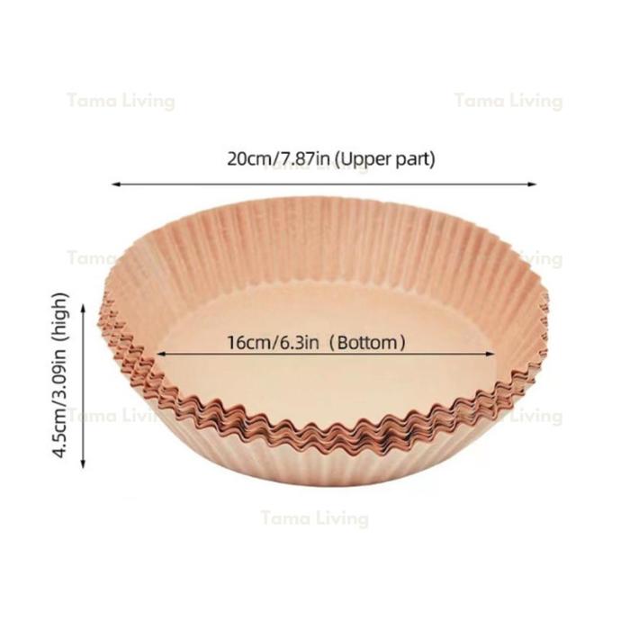 Gambar TAMA LIVING Kertas Alas Air Fryer 50 pcs Baking Paper Tebal Anti Lengket Tahan Minyak Packing Mika - 50 Pcs Bulat Coklat dari Tama Living undefined Tokopedia