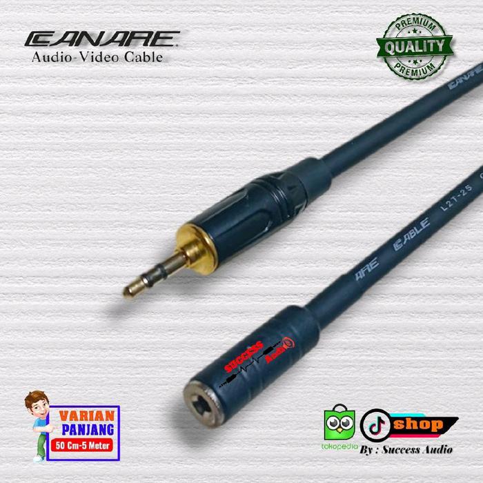 Gambar Kabel Audio/Kabel Adapter Jack TRS 3.5mm Female to Jack TRS Aux 3.5mm Male - Canare - 50 Cm Splitter Speaker Headphone Wireless Handphone - 10 Cm dari Success Audio undefined Tokopedia
