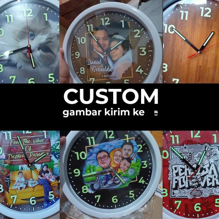 Gambar Jam dinding minimalis Glow in the dark 32cm sweep movement - custom sweep dari Radiance custom undefined Tokopedia