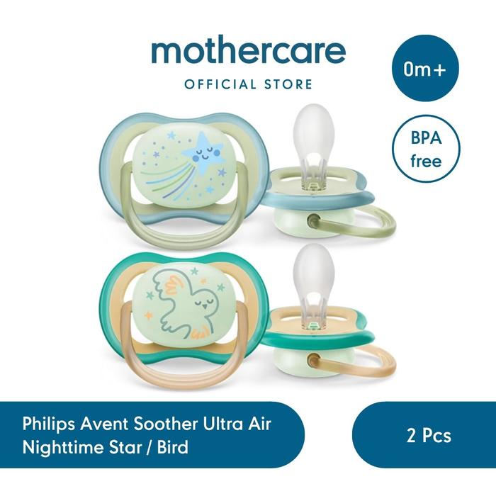 Gambar Philips Avent Soother Ultra Air Nighttime 2 Pcs - Empeng Bayi - 0-6 m dari Mothercare Indonesia undefined Tokopedia