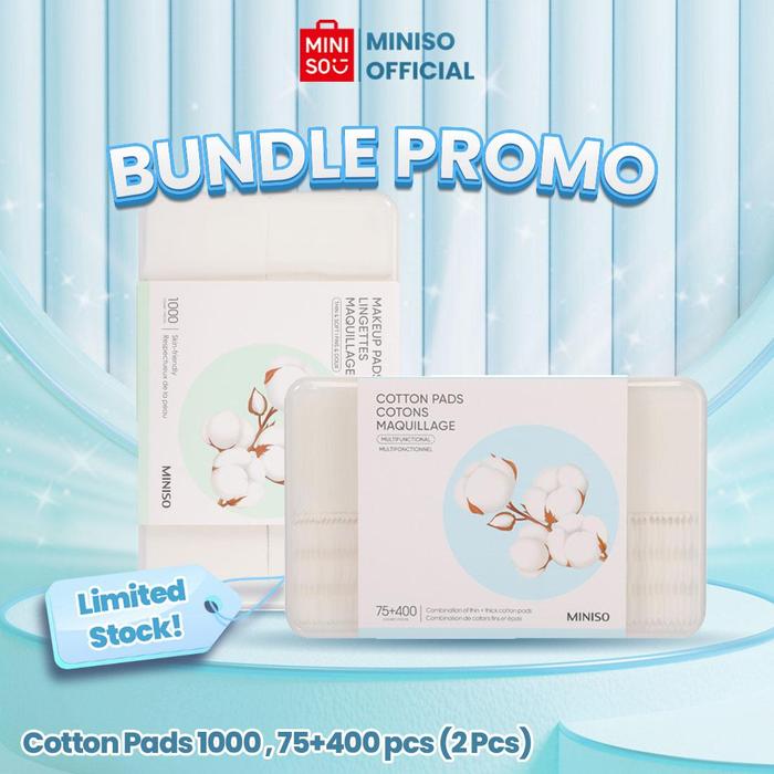 Gambar [BUNDLE HEMAT] MINISO Facial Cotton Pad 1000pcs Bundle 75+400pcs Kapas Tipis Pembersih Makeup Face Cleaning Kapas Kotak Kapas Pembersih Wajah Kapas Kecantikan - Bundle Kapas dari MinisoIndonesia_NEW undefined Tokopedia
