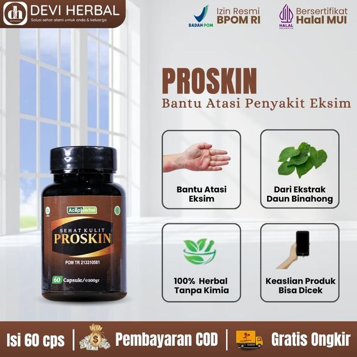 Gambar Proskin Ekstrak Daun Binahong | Solusi Bantu Atasi Penyakit Kulit Eksim - Isi 60 Kapsul dari Devi Herbal_NEW undefined Tokopedia