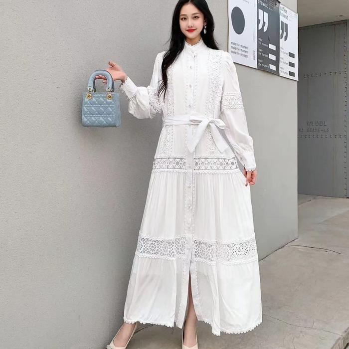 Gambar GAMIS / DRESS MISCA KATBOL BANGKOK Katun Silk Wanita Lebaran - Katbol glamour putih dari MKshopFashions undefined Tokopedia