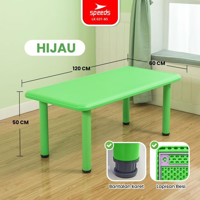 Gambar SPEEDS Meja Belajar Anak Persegi Playgroup Meja TK Paud Warna Warni Kids Table HDPE 031-67 - 65 HIJAU dari Speedss Official Store undefined Tokopedia
