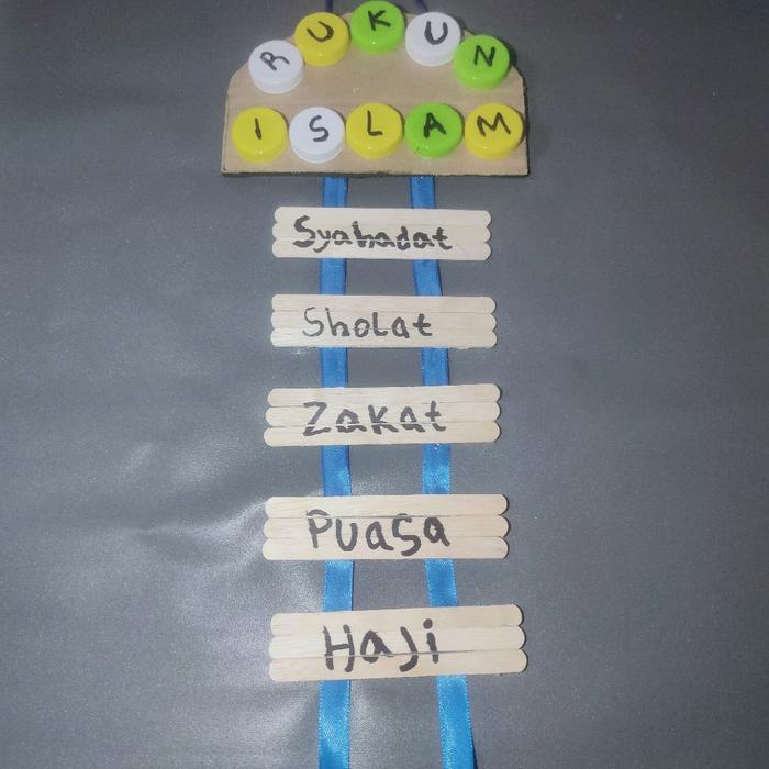 Gambar hiasan dinding rukun Islam dan rukun iman prakarya dari tutup botol dan stik es krim - rukun Islam dari Smuadashop_NEW undefined Tokopedia